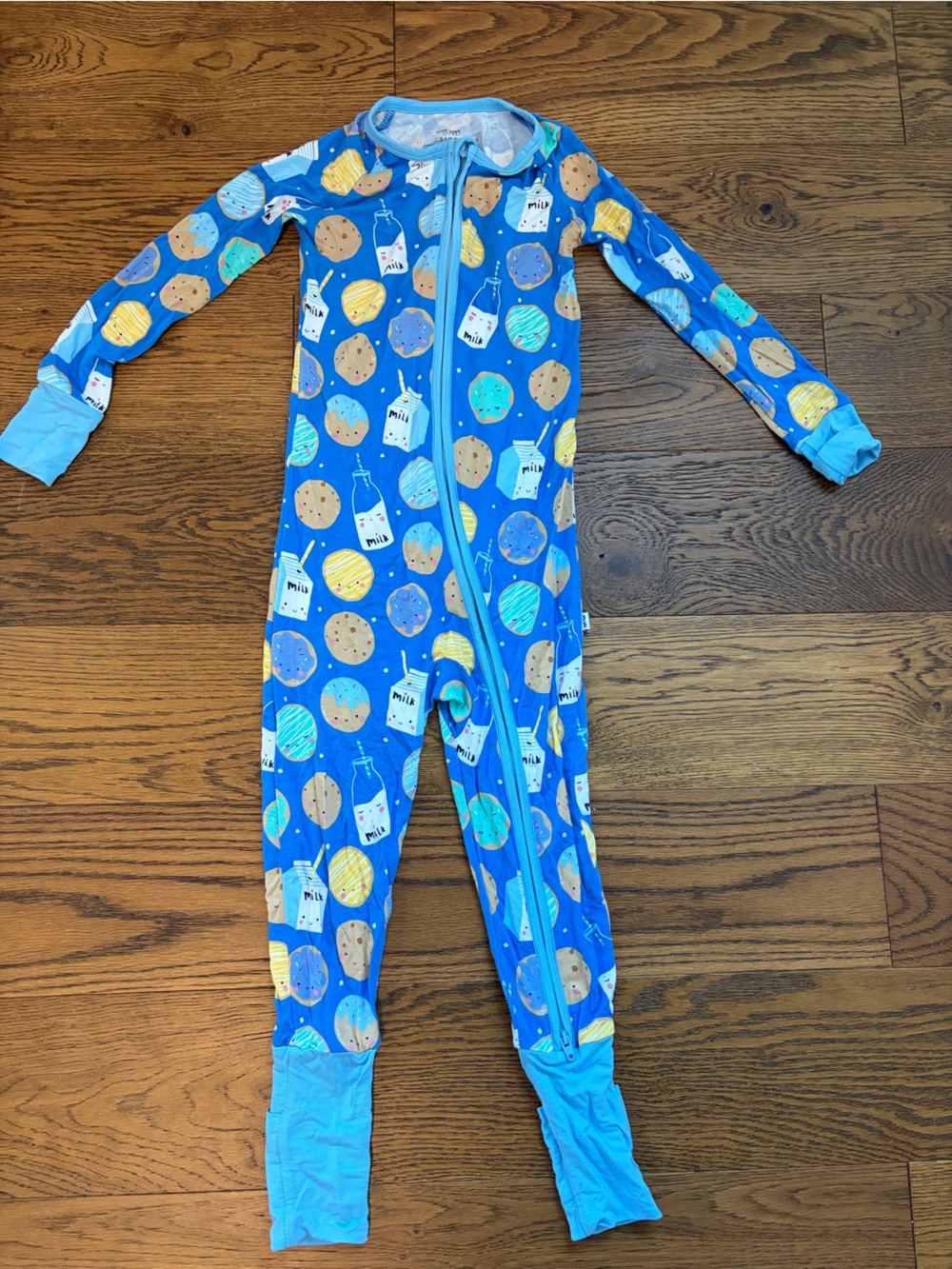Little Sleepies Bright Blue Space & Snack Print Footed One-Piece